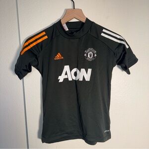 ADIDAS MANCHESTER UNITED youth athletic mesh detail football soccer jersey 9-10y